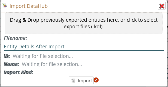 Shows DataHub import dialog